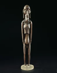 Houten figuur gesneden in de vorm van een man, van Paaseiland, voor 1894